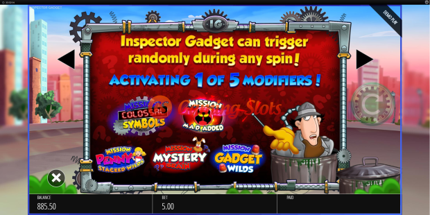 Pay Table for Inspector Gadget slot from BluePrint Gaming