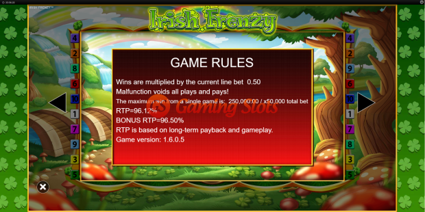 Game Rules for Irish Frenzy slot from BluePrint Gaming