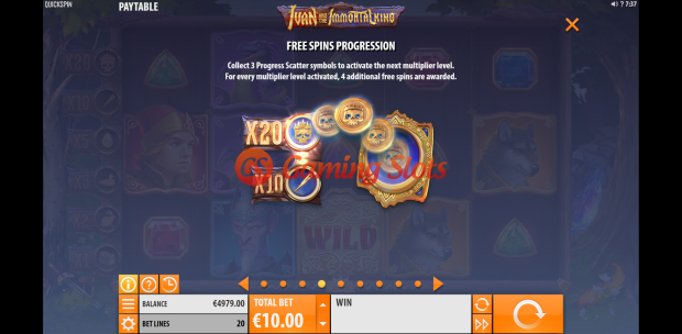 Pay Table and Game Info for Ivan and The Immortal King slot from Quickspin