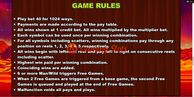 Game Rules for Jackaroo Jack slot from Lightning Box Games