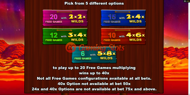 Pay Table for Jackaroo Jack slot from Lightning Box Games