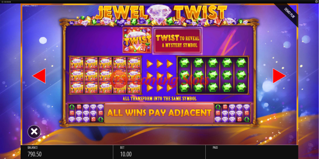 Pay Table for Jewel Twist slot from BluePrint Gaming