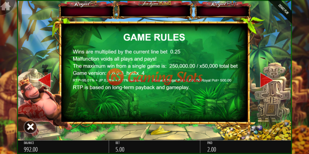 Game Rules for King Kong Cash Jackpot King slot from BluePrint Gaming