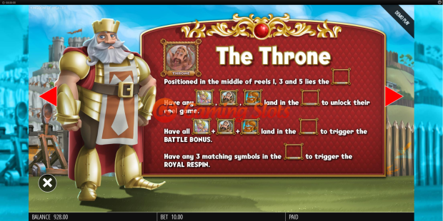 Pay Table for Kingdom of Wealth slot from BluePrint Gaming