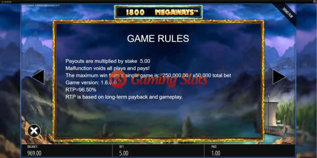 Game Rules for Lightning Strike Megaways slot from BluePrint Gaming