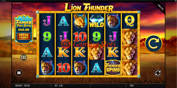 Base Game for Lion Thunder slot from BluePrint Gaming