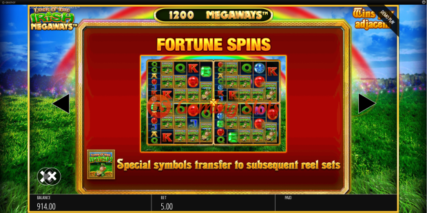 Pay Table for Luck O' The Irish Megaways slot from BluePrint Gaming