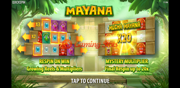 Pay Table and Game Info for Mayana slot from Quickspin