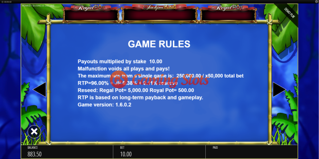 Game Rules for Monkey Business Deluxe slot from BluePrint Gaming
