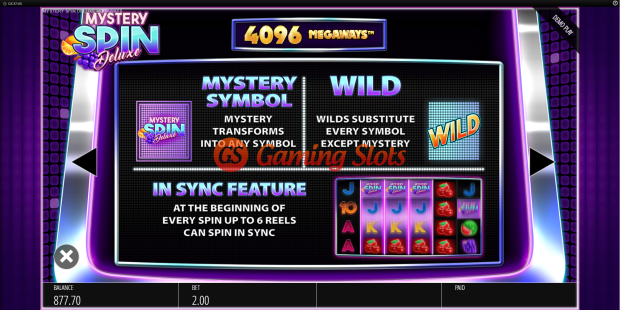 Pay Table for Mystery Spin Deluxe slot from BluePrint Gaming