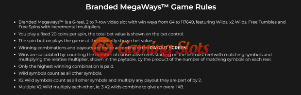Game Rules for NetBet Branded Megaways slot from Iron Dog Studio