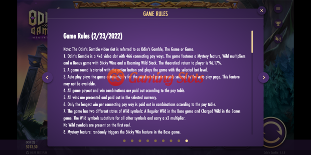 Game Rules for Odins Gamble slot from Thunderkick