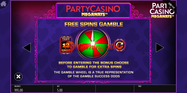 Pay Table for Party Casino Megaways slot from BluePrint Gaming