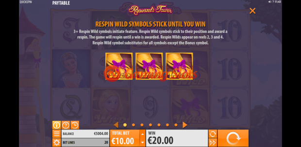 Pay Table and Game Info for Rapunzel's Tower slot from Quickspin