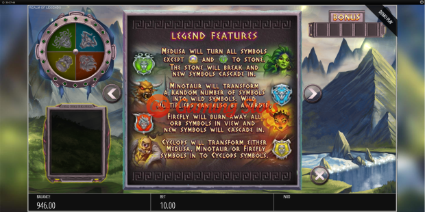 Pay Table for Realm of Legends slot from BluePrint Gaming