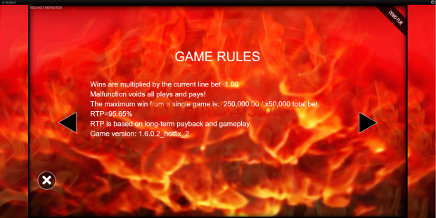 Game Rules for Red Hot Repeater slot from BluePrint Gaming