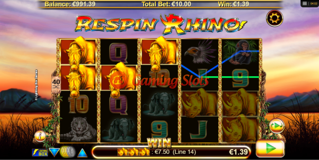 Base Game for Respin Rhino slot from Lightning Box Games
