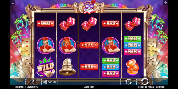 Base Game for Richie in Vegas slot from Iron Dog Studio