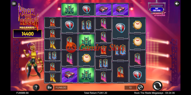 Base Game for Rock the Reels Megaways slot from Iron Dog Studio