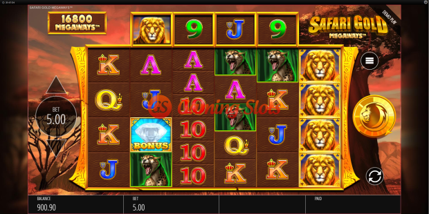Base Game for Safari Gold Megaways slot from BluePrint Gaming