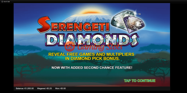 Game Intro for Serengeti Diamonds slot from Lightning Box Games