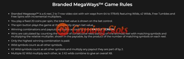 Game Rules for Skol Casino Branded Megaway slot from Iron Dog Studio