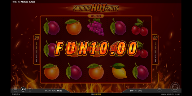 Smoking Hot Fruits 20 Lines slot base game by 1X2 Gaming