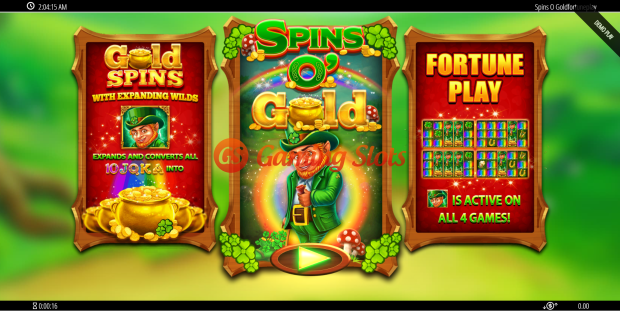 Game Intro for Spins O' Gold slot from BluePrint Gaming
