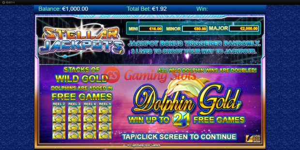 Game Intro for Stellar Jackpots With Dolphin***(NO FREE PLAY) slot from Lightning Box Games