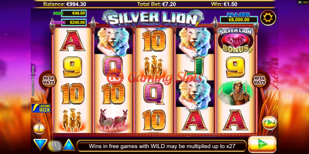 Base Game for Stellar Jackpots With Silver Lion slot from Lightning Box Games