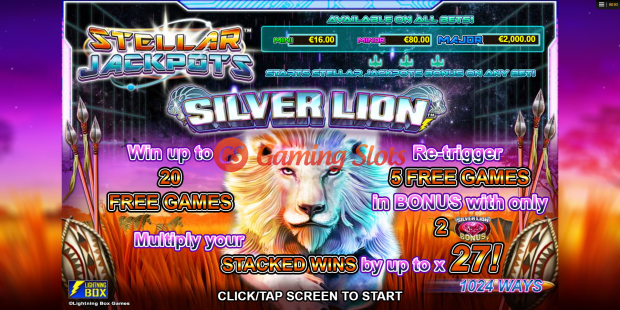 Game Intro for Stellar Jackpots With Silver Lion slot from Lightning Box Games