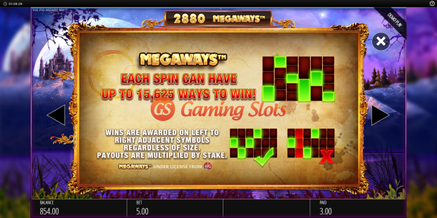 Pay Table for The Pig Wizard Megaways slot from BluePrint Gaming
