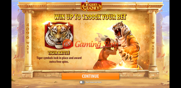 Pay Table and Game Info for Tiger's Glory slot from Quickspin