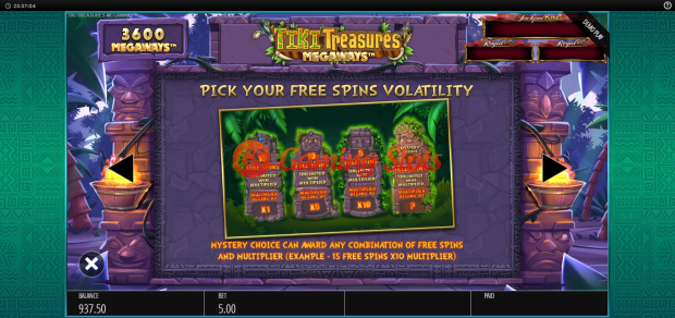 Pay Table for Tiki Treasures Megaways slot from BluePrint Gaming