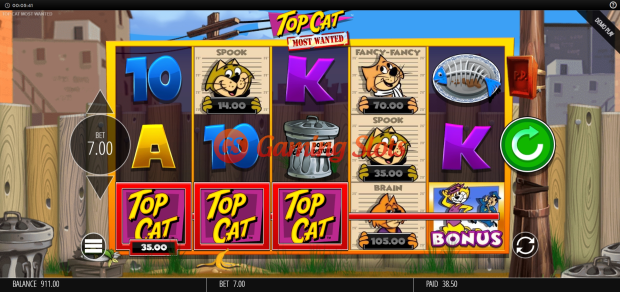 Base Game for Top Cat Most Wanted slot from BluePrint Gaming
