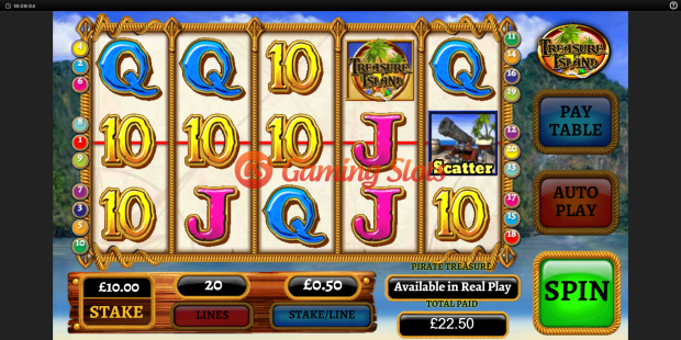 Base Game for Treasure Island slot from Inspired Gaming