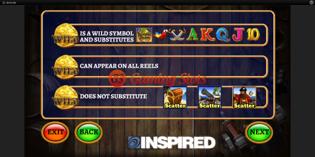Game Rules for Treasure Island slot from Inspired Gaming