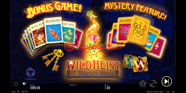Game Intro for Wild Heist at Peacock Manor slot from Thunderkick