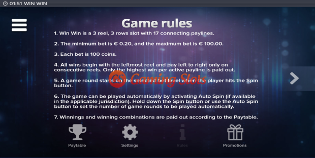 Game Rules for Win Win slot from Elk Studios