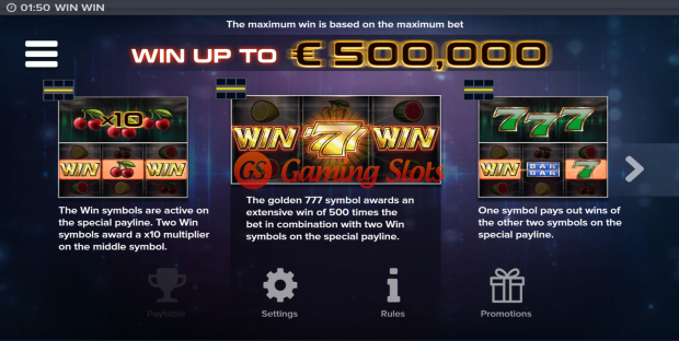 Pay Table for Win Win slot from Elk Studios
