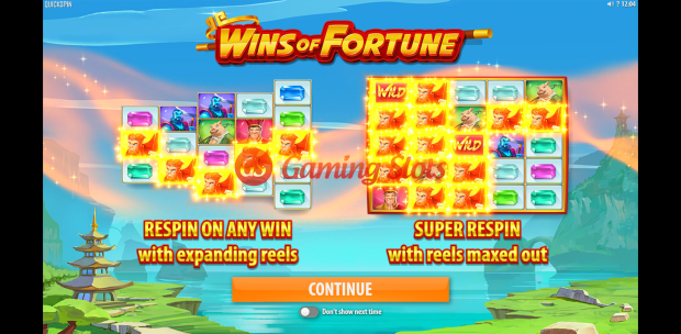 Pay Table and Game Info for Wins of Fortune slot from Quickspin