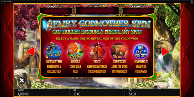 Pay Table for Wish Upon a Jackpot King slot from BluePrint Gaming