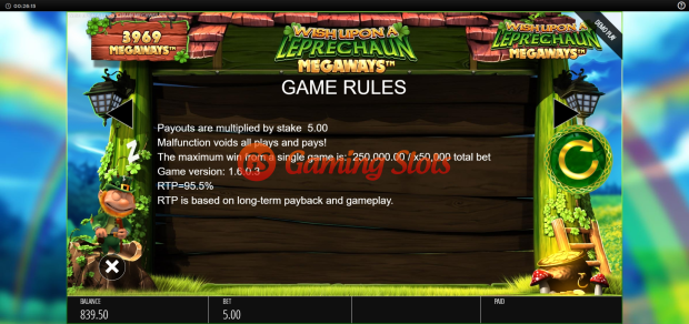 Game Rules for Wish Upon a Leprechaun Megaways slot from BluePrint Gaming