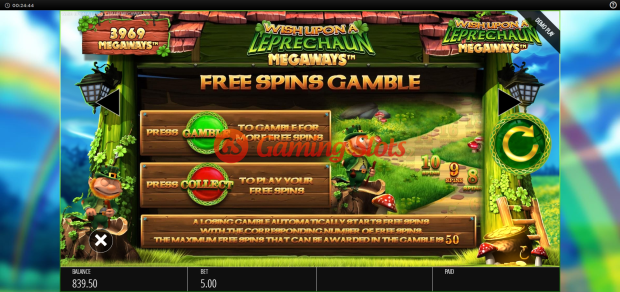 Pay Table for Wish Upon a Leprechaun Megaways slot from BluePrint Gaming