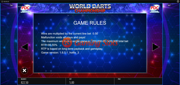Game Rules for World Darts Championship slot from BluePrint Gaming