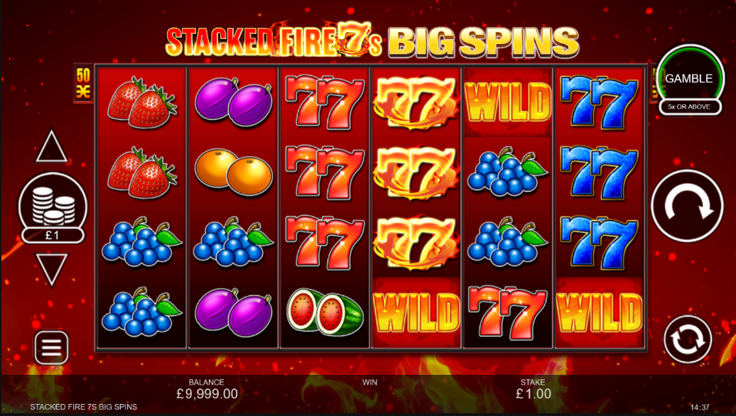 stacked fire 7's big spins slot base game