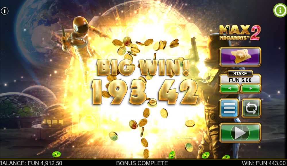 max megaways 2 slot from BTG bonus round big win
