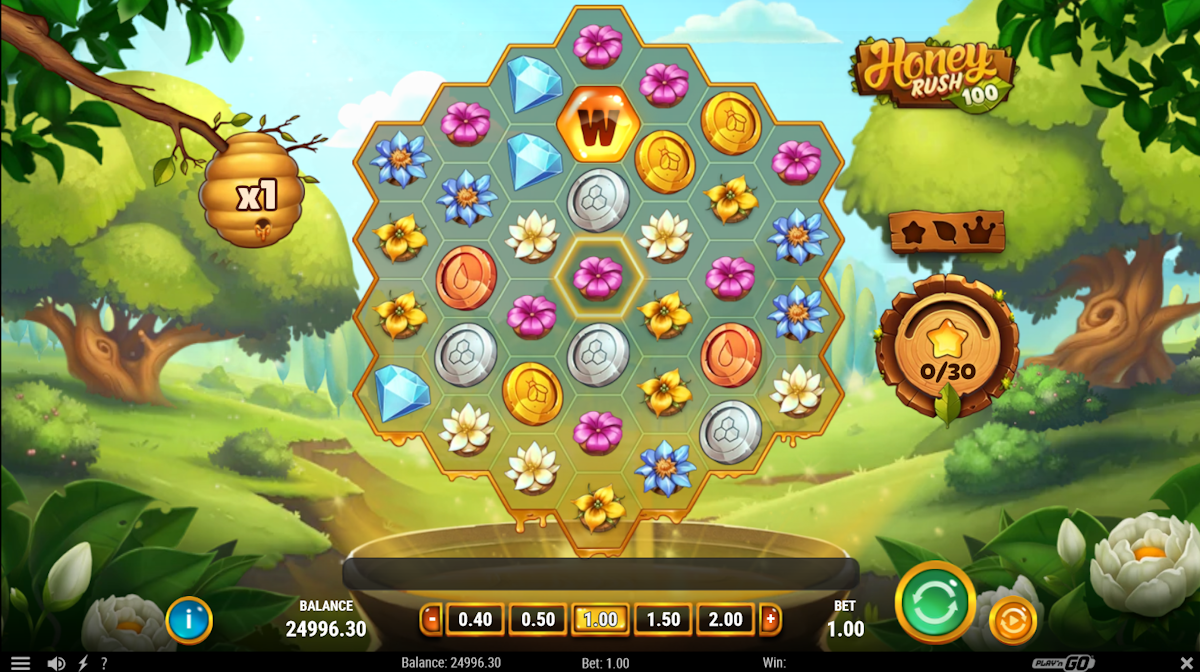honey rush 100 slot base game from Play'n GO