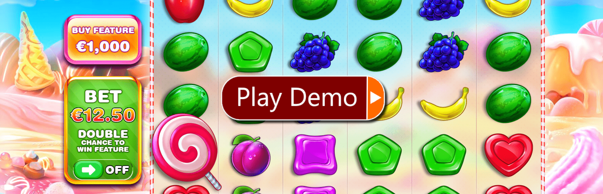 Sweet Bonanza slot with a play demo button in view