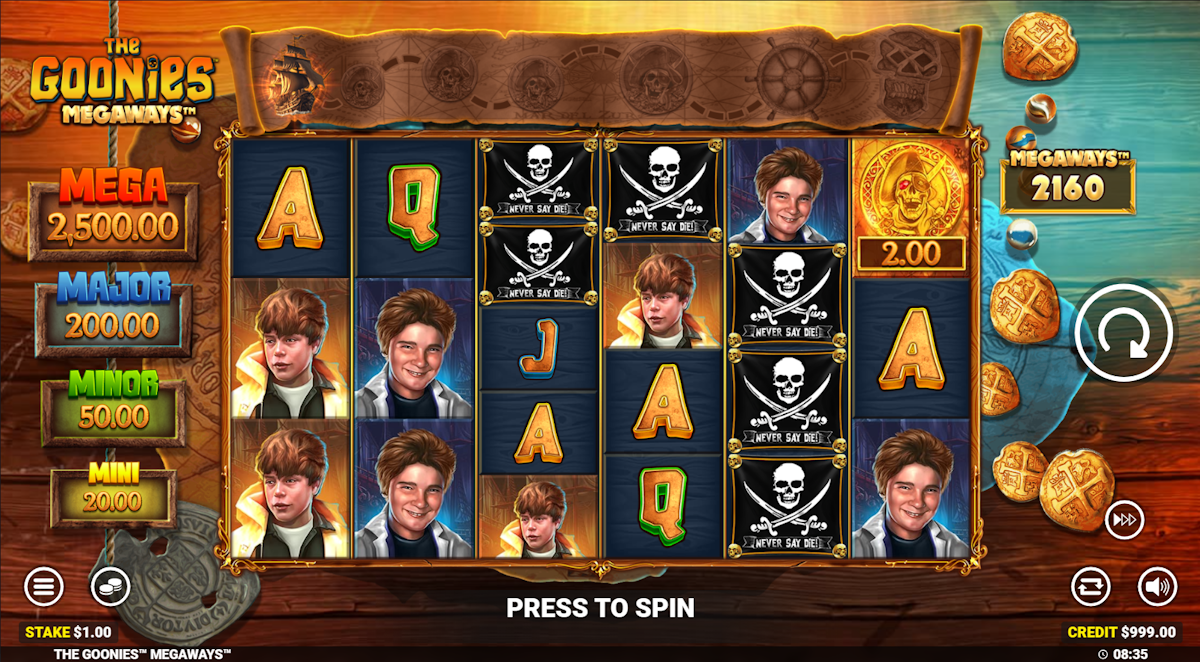 the goonies megaways slot base game by blueprint gaming